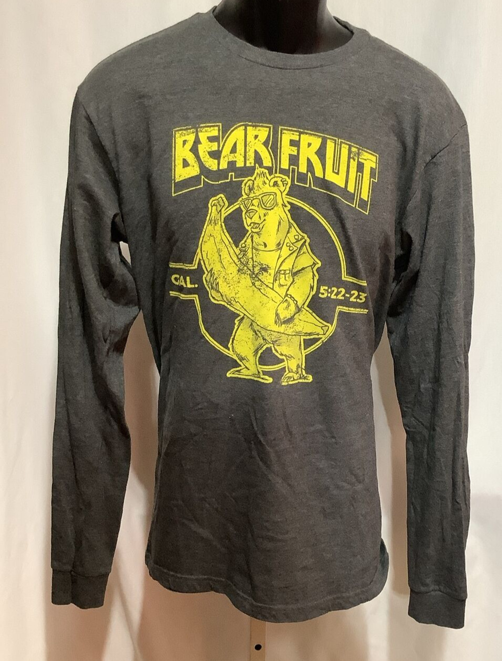 Bear Fruit Galatians 5:22-23 Long Sleeve Shirt Mens Medium Gray Christian Tee